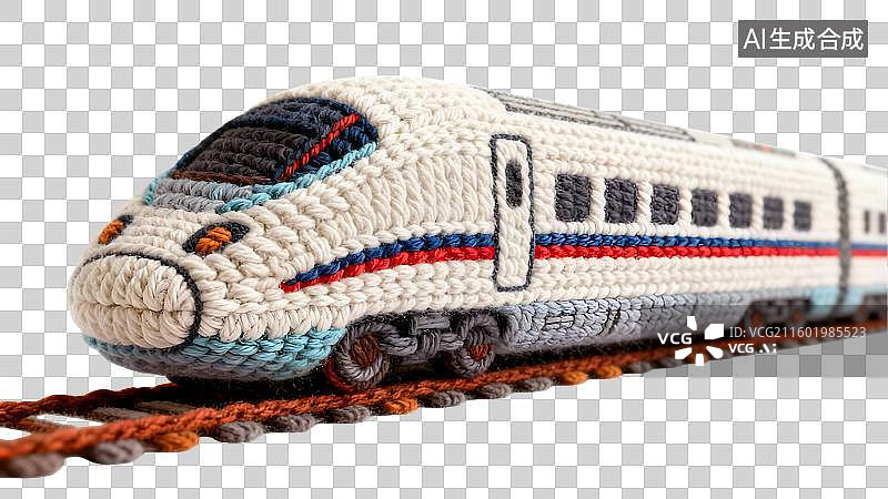 【AI数字艺术】彩色毛线编织风格的高速列车 毛线针织风格的高铁模型图片素材