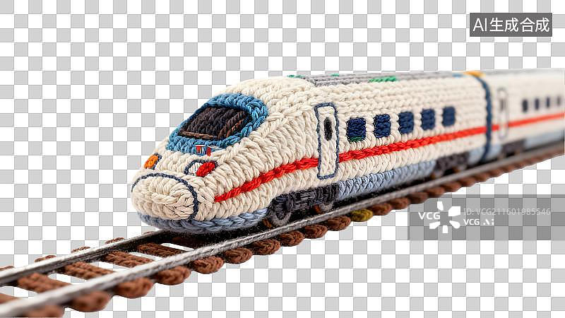 【AI数字艺术】彩色毛线编织风格的高速列车 毛线针织风格的高铁模型图片素材