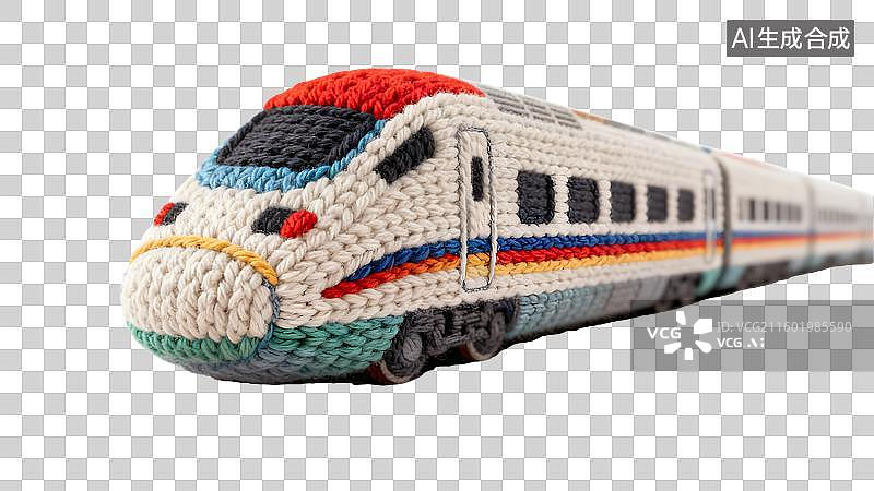 【AI数字艺术】彩色毛线编织风格的高速列车 毛线针织风格的高铁模型图片素材