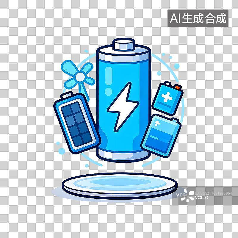 【AI数字艺术】各种电池与无线充电示意图图片素材