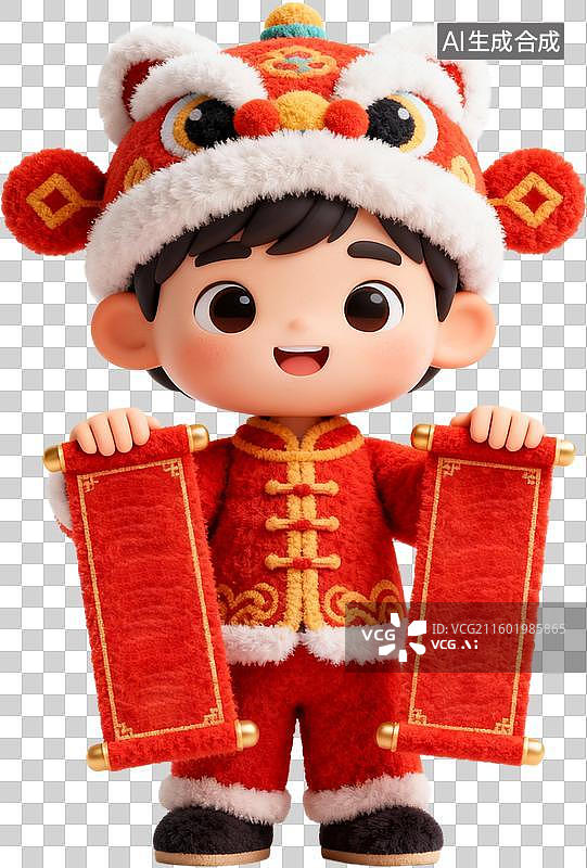 【AI数字艺术】中国节日年俗春节卡通3D立体设计素材免扣元素图片素材