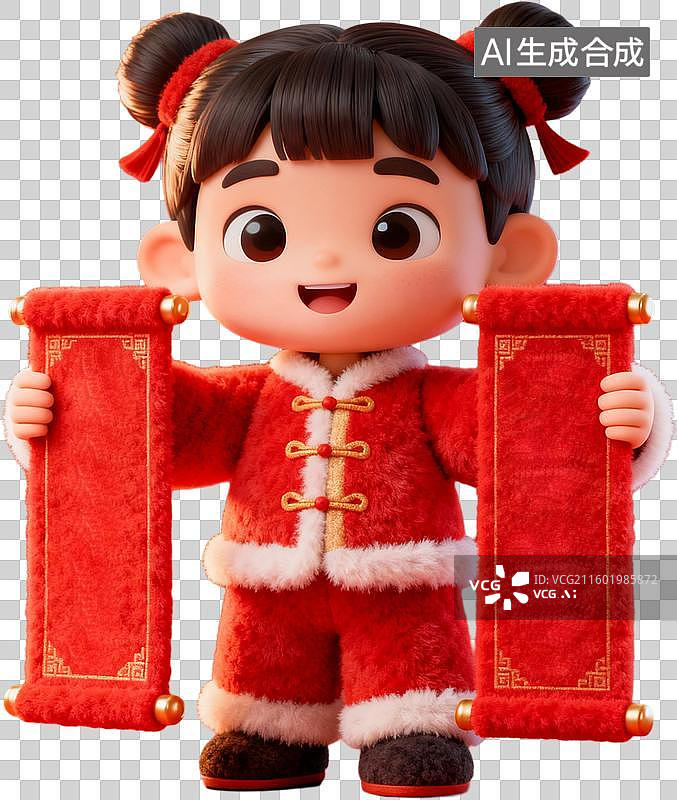 【AI数字艺术】中国节日年俗春节卡通3D立体设计素材免扣元素图片素材