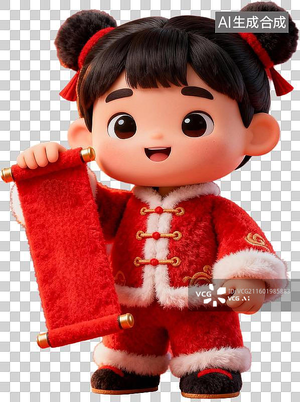 【AI数字艺术】中国节日年俗春节卡通3D立体设计素材免扣元素图片素材