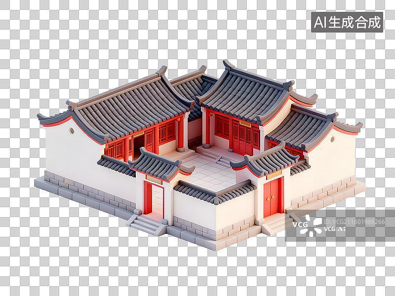 【AI数字艺术】传统中式四合院模型图片素材