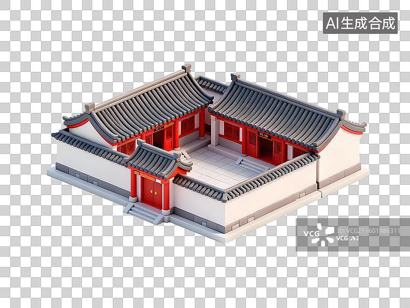【AI数字艺术】传统中式四合院建筑图片素材
