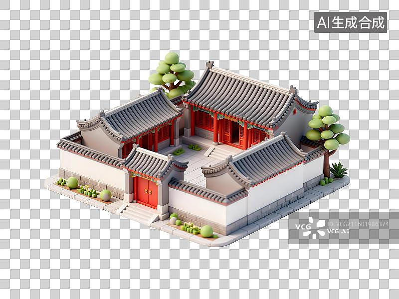 【AI数字艺术】传统中式四合院建筑图片素材