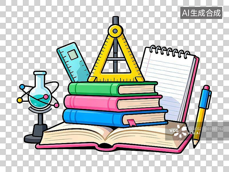 【AI数字艺术】学习用品与书籍等图片素材