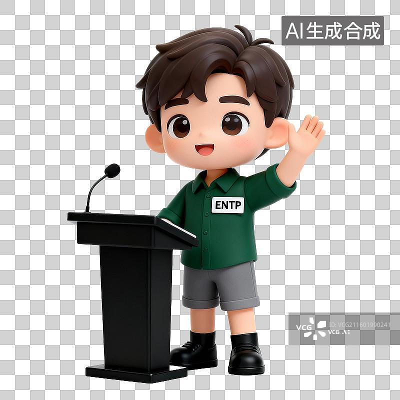 【AI数字艺术】MBTI十六型人格可爱风：3D卡通ENTP人格辩论家型图片素材