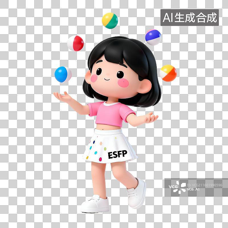 【AI数字艺术】MBTI十六型人格可爱风：3D卡通ESFP人格表演者型图片素材