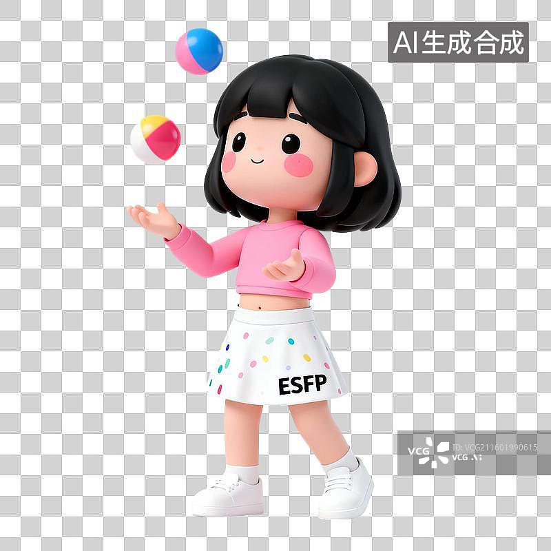 【AI数字艺术】MBTI十六型人格可爱风：3D卡通ESFP人格表演者型图片素材
