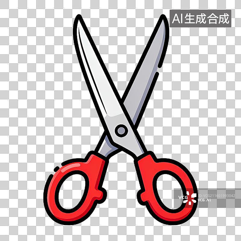 【AI数字艺术】红色手柄的剪刀物体图图片素材