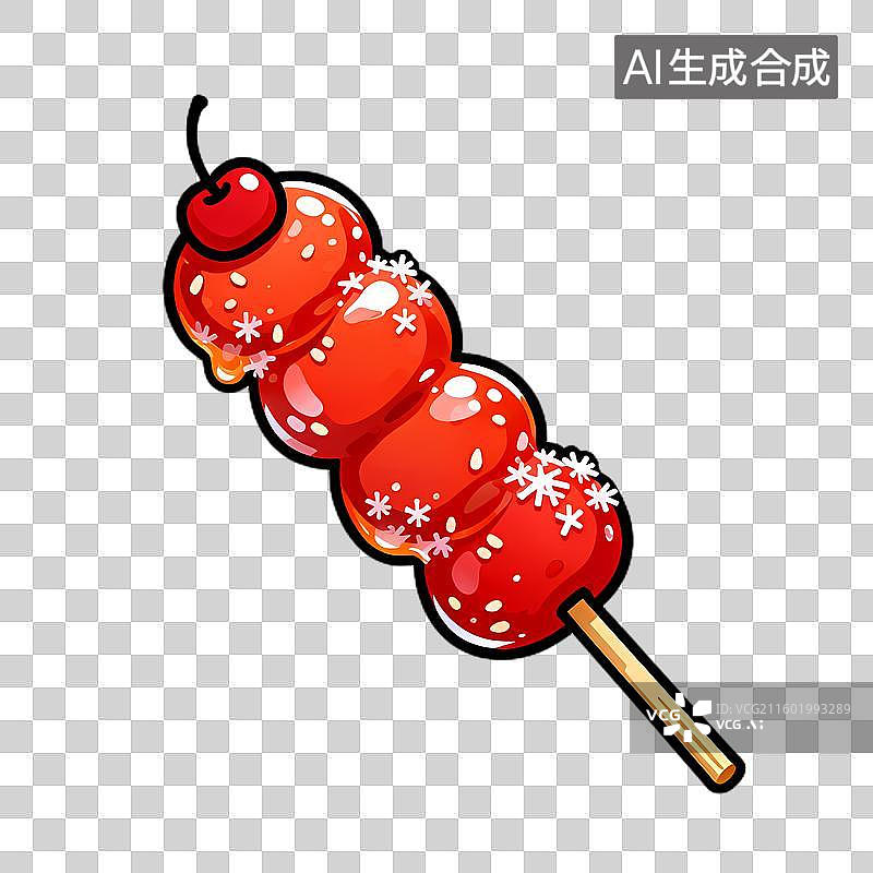 【AI数字艺术】美味多彩的冰糖葫芦配樱桃顶图片素材