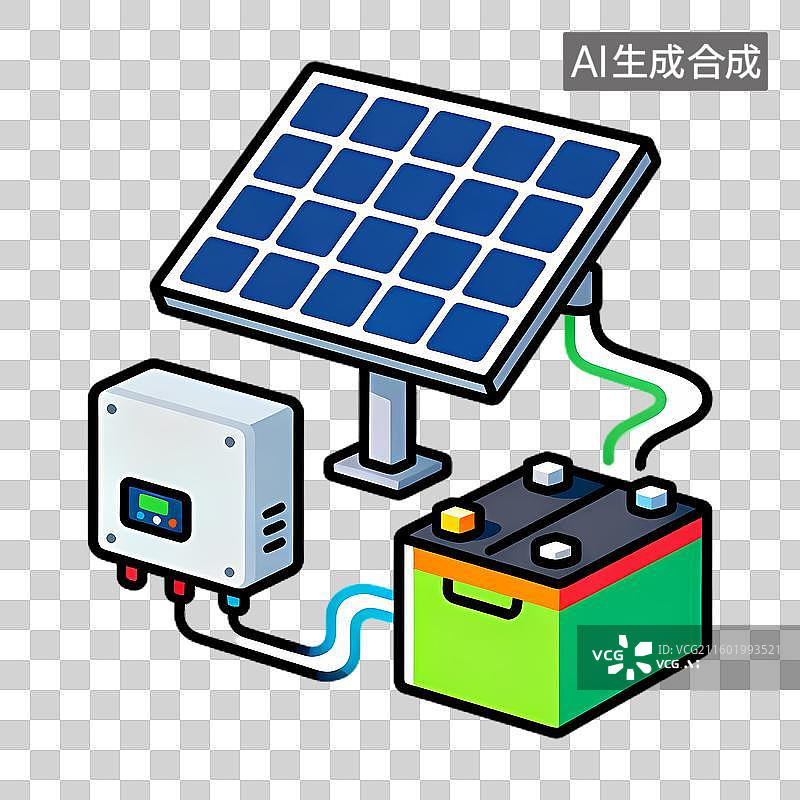 【AI数字艺术】太阳能板电池储能系统图片素材