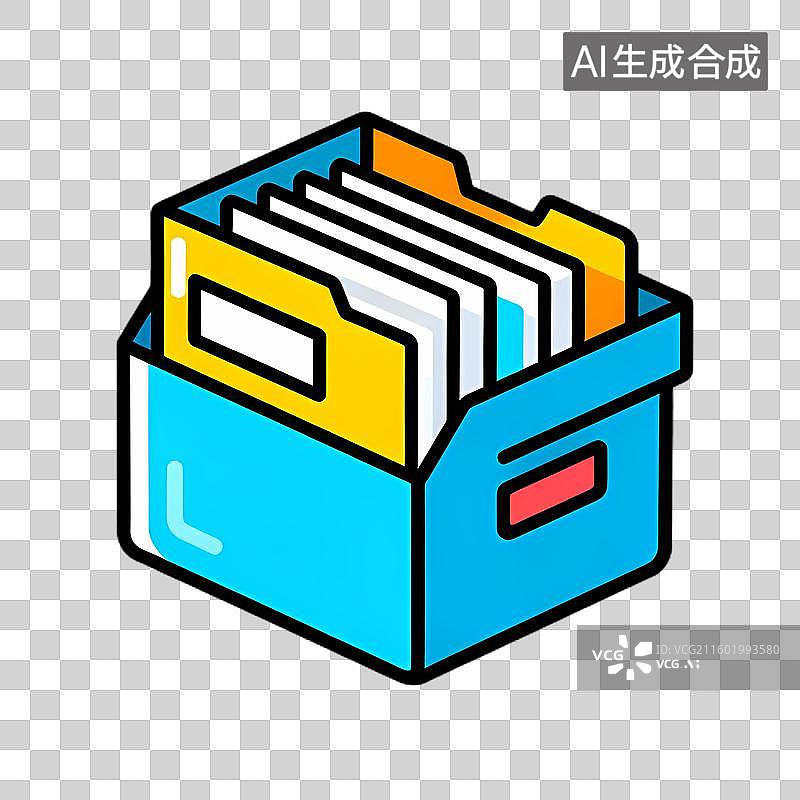【AI数字艺术】色彩丰富的文件盒与文件图片素材