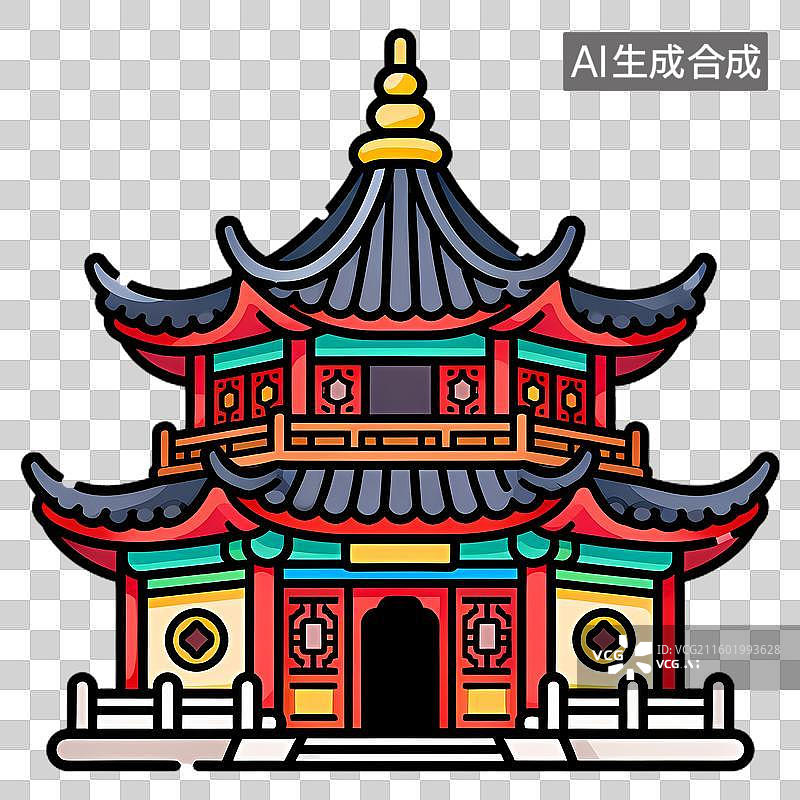 【AI数字艺术】具有华丽屋顶的传统中式寺庙图片素材