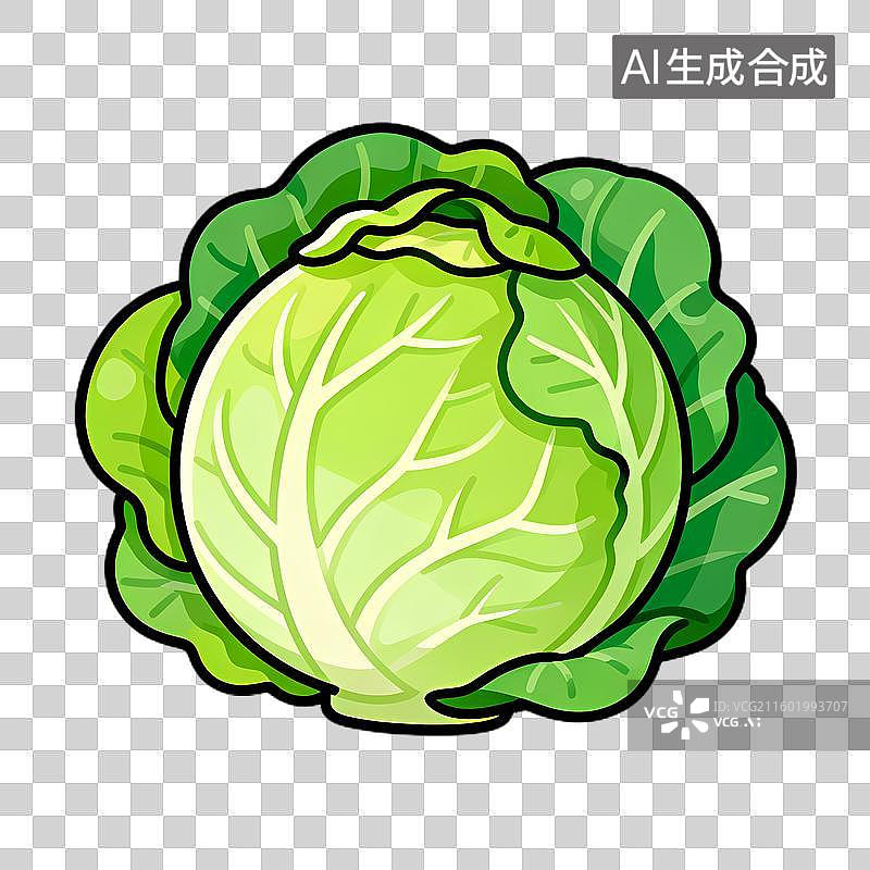 【AI数字艺术】新鲜翠绿的卷心菜蔬菜图片素材