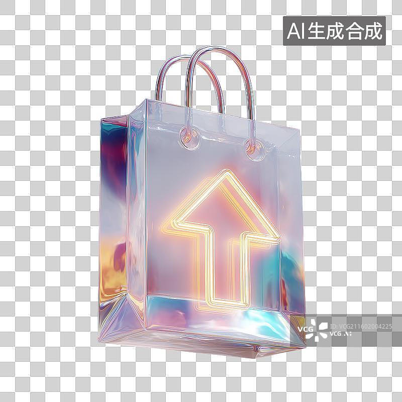 【AI数字艺术】箭头符号渐变购物袋图片素材