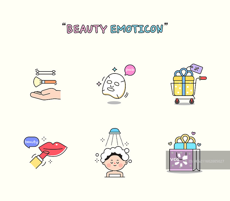 插画，美容仪器，化妆品，购物清单图片素材