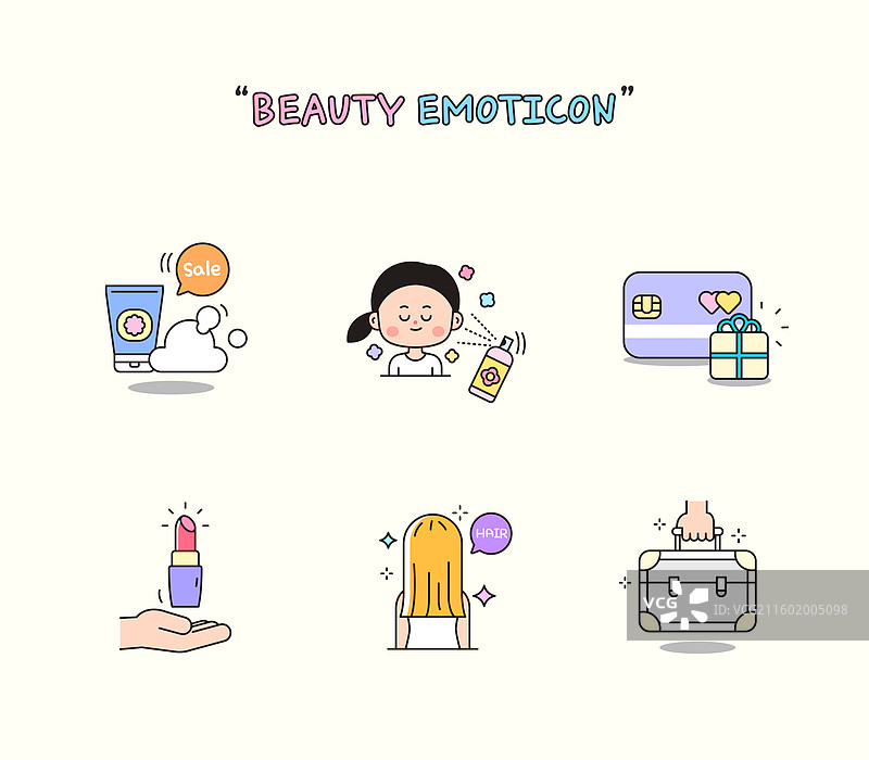 插画，美容仪器，化妆品，购物清单图片素材