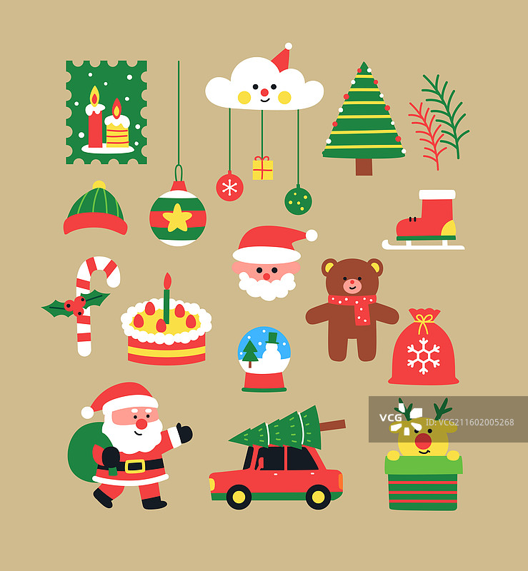 插画，圣诞节，圣诞装饰，设计元素，礼品套装图片素材