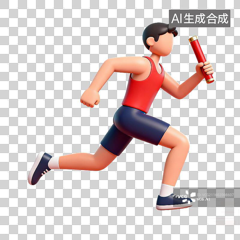 【AI数字艺术】3D人物接力赛跑场景图片素材