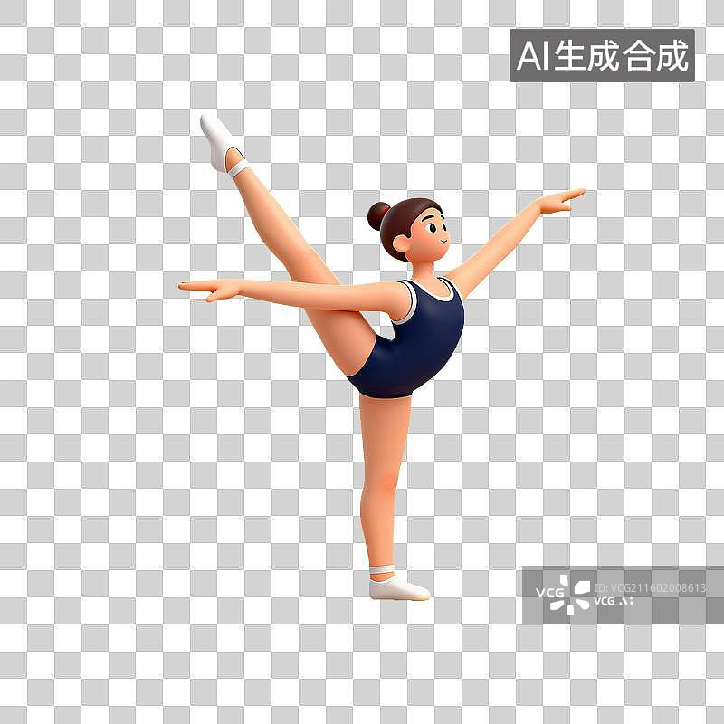 【AI数字艺术】女性体操运动员劈叉3D插画图片素材