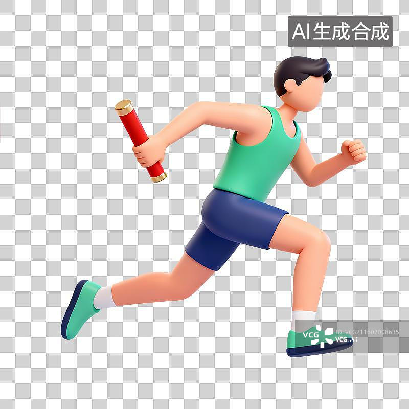 【AI数字艺术】手持接力棒奔跑的男子图片素材