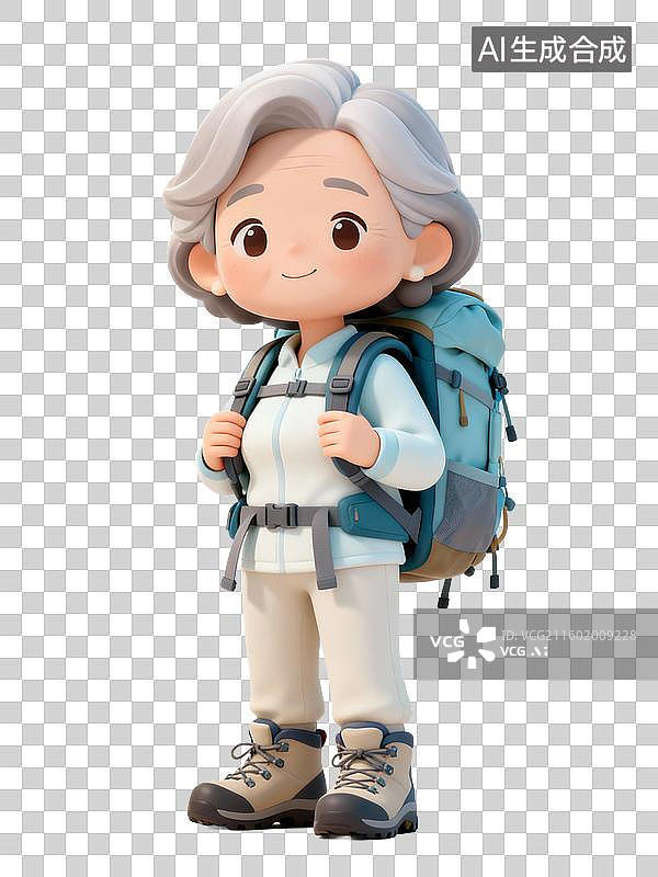 【AI数字艺术】准备户外徒步的老年女性图片素材