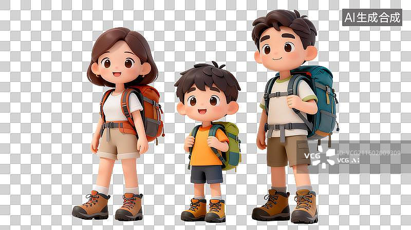 【AI数字艺术】一家人户外徒步旅行图片素材