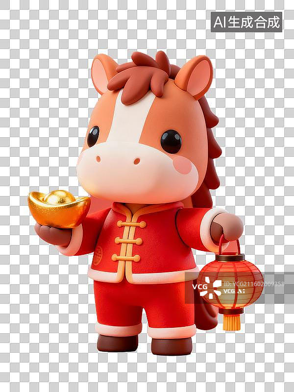【AI数字艺术】可爱新春马年摆件图片素材