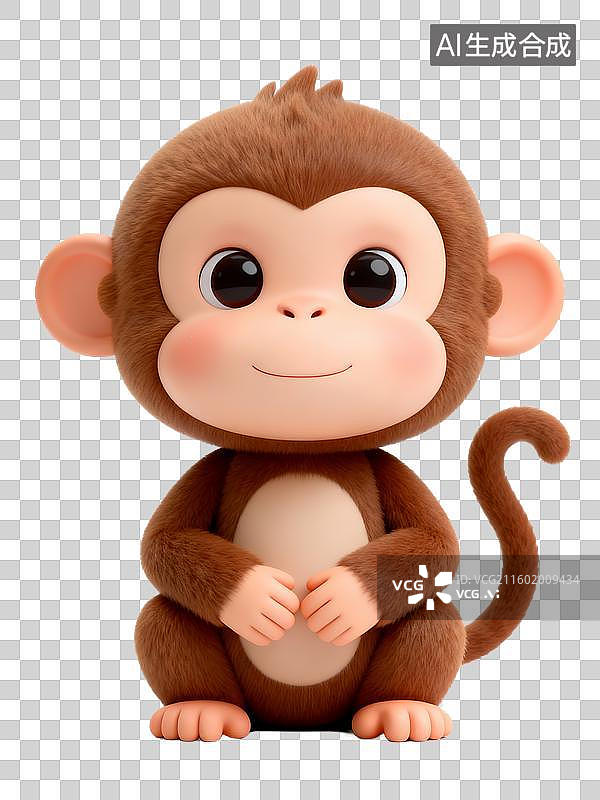 【AI数字艺术】3D拟物风插画十二生肖之猴图片素材