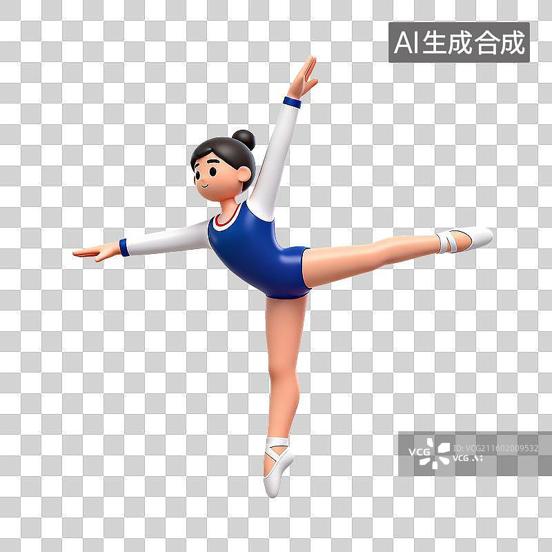 【AI数字艺术】女性体操运动员优雅平衡姿势图片素材