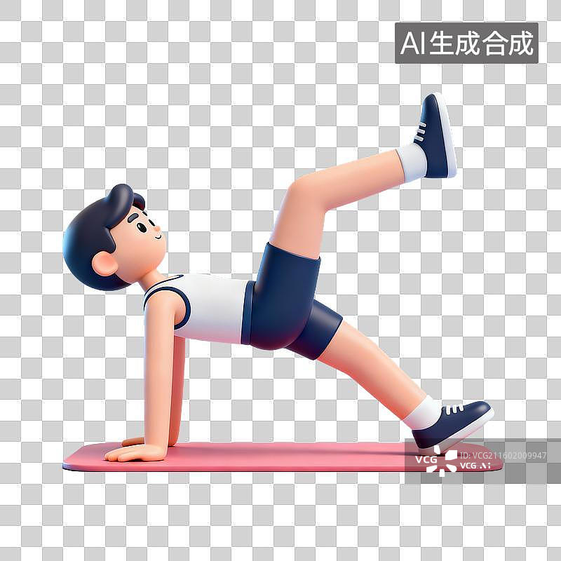 【AI数字艺术】男性做抬腿健身运动图片素材
