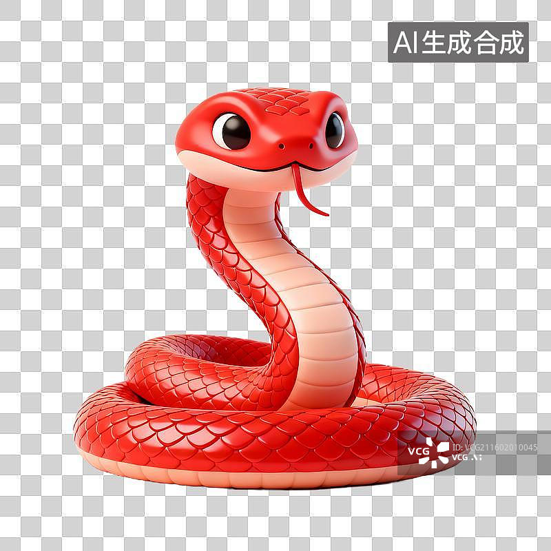 【AI数字艺术】可爱红色卡通小蛇图片素材
