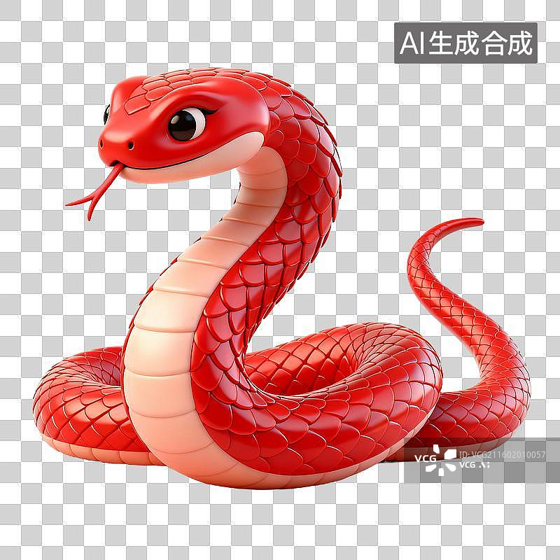 【AI数字艺术】可爱红色卡通眼镜蛇形象图片素材