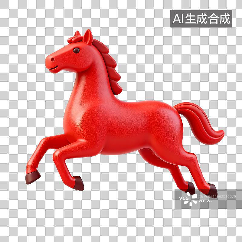【AI数字艺术】一只奔跑的红色卡通马图片素材
