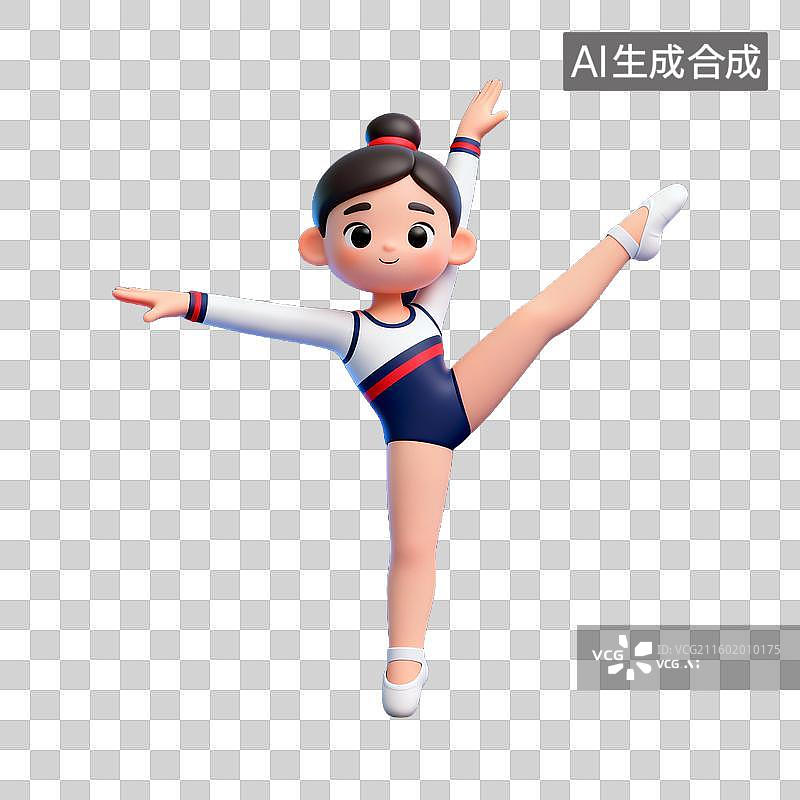 【AI数字艺术】3D卡通人物体操表演图片素材