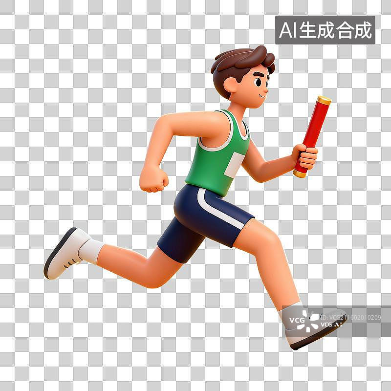 【AI数字艺术】男性运动员接力赛跑场景图片素材