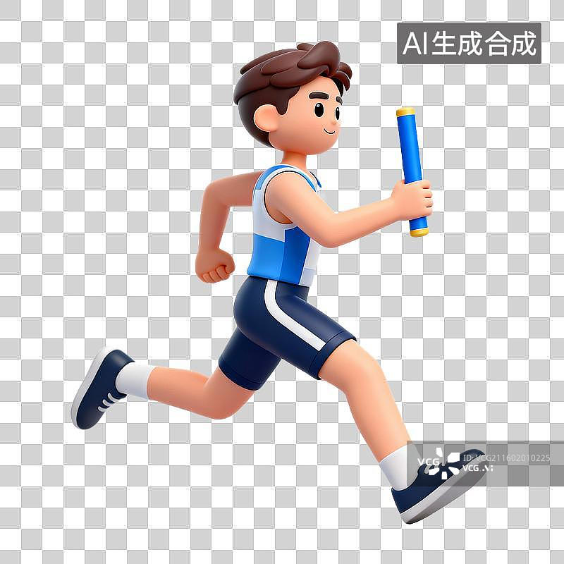 【AI数字艺术】男性运动员手持接力棒奔跑图片素材