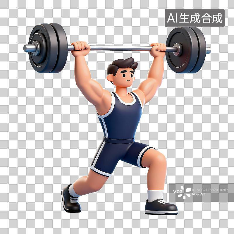 【AI数字艺术】男性举重运动员举杠铃动作图片素材