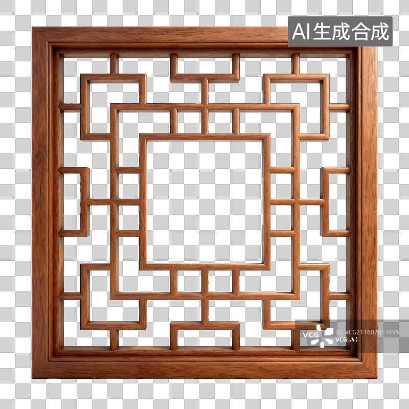 【AI数字艺术】3D方形中式花窗图片素材