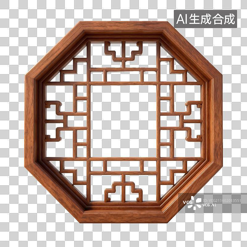 【AI数字艺术】3D六面形中式花窗图片素材