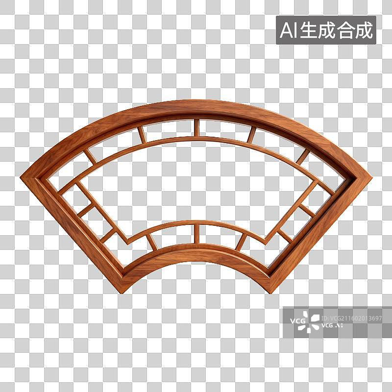 【AI数字艺术】3D扇形中式花窗图片素材