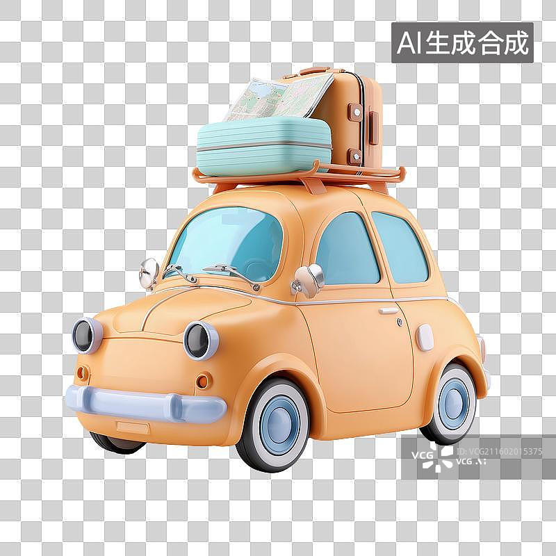 【AI数字艺术】粘土小车车顶行李图片素材