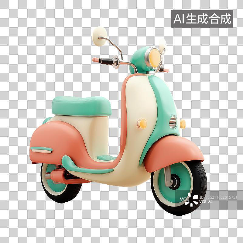 【AI数字艺术】3d黏土小摩托图标图片素材