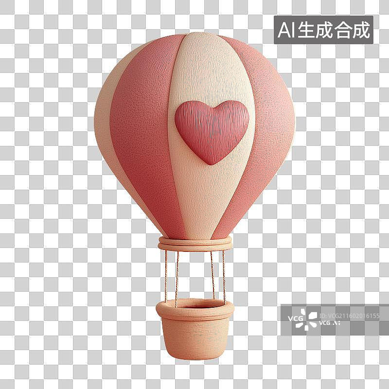 【AI数字艺术】3d心形热气球图片素材