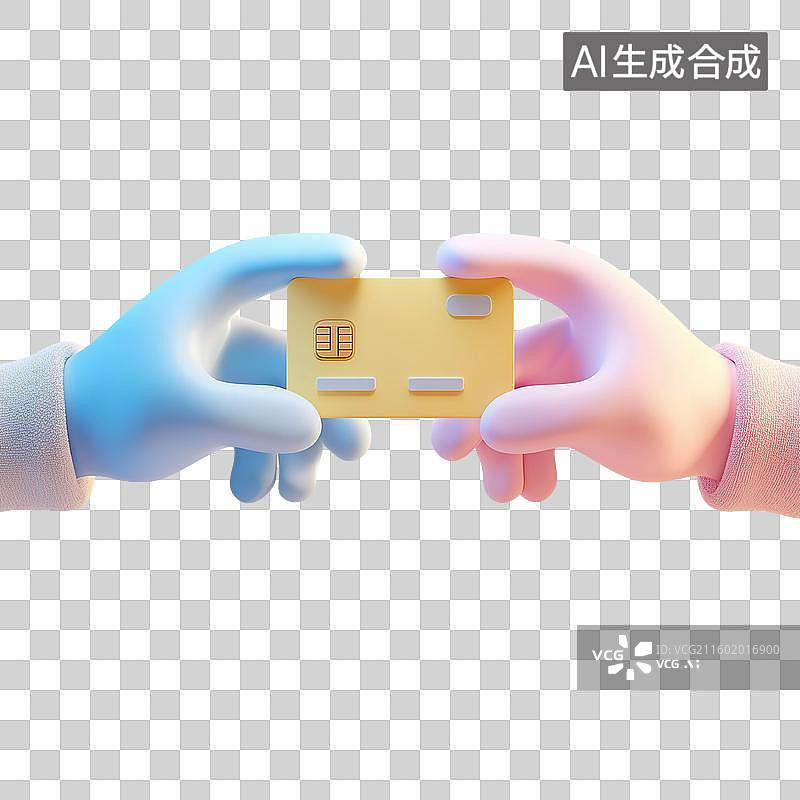 【AI数字艺术】信用卡传递3D插图图片素材