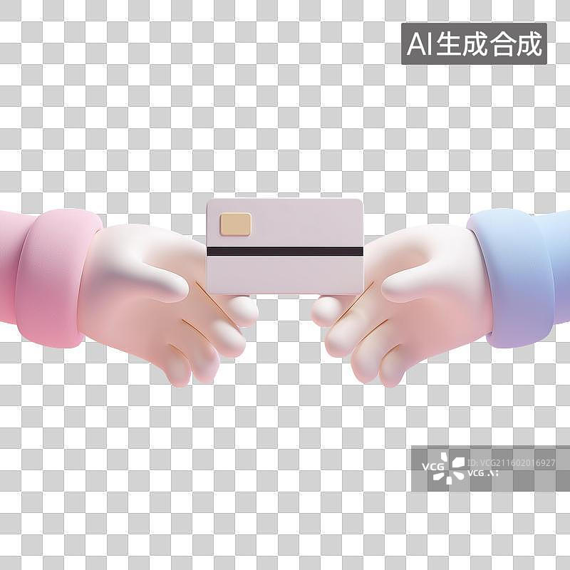 【AI数字艺术】信用卡传递3D插图图片素材