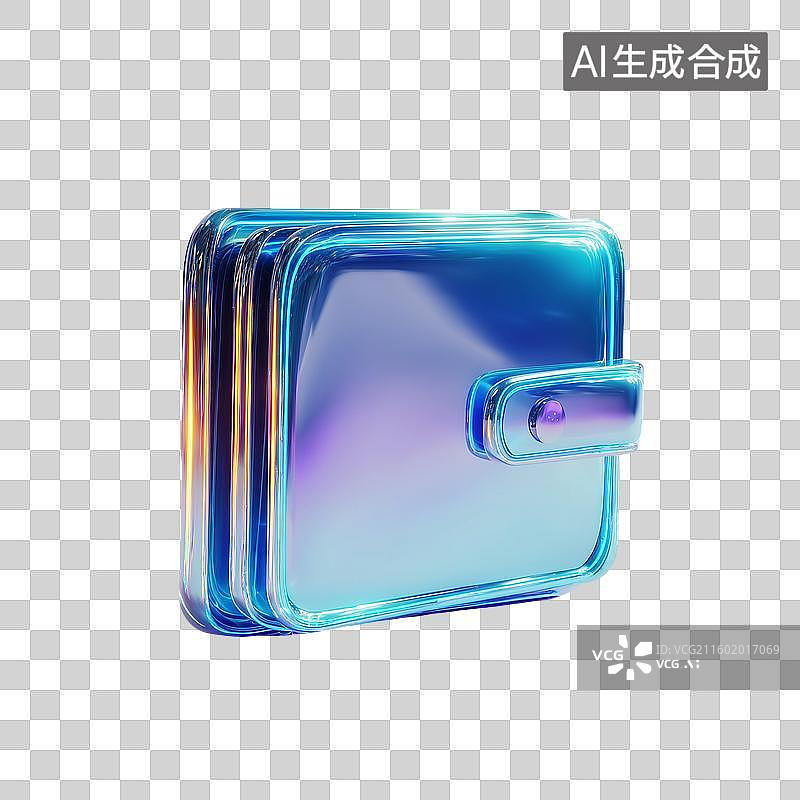 【AI数字艺术】全息数字钱包3D概念图片素材