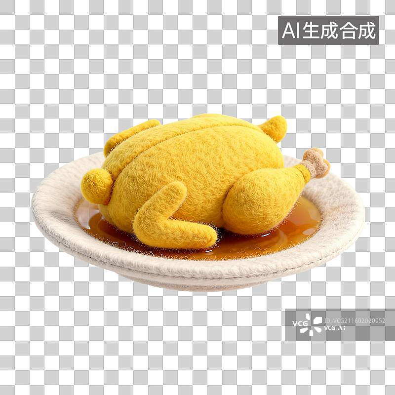 【AI数字艺术】毛毡风格的麻油鸡图片素材
